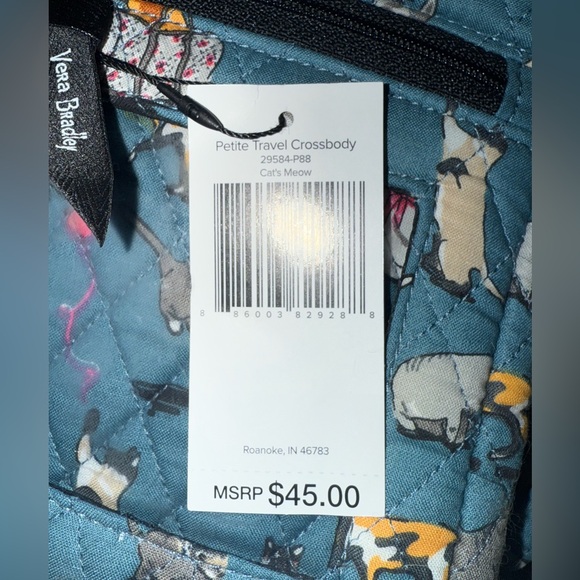 Vera Bradley Blue Quilted Crossbody Bag with Cat Design - Picture 5 of 5